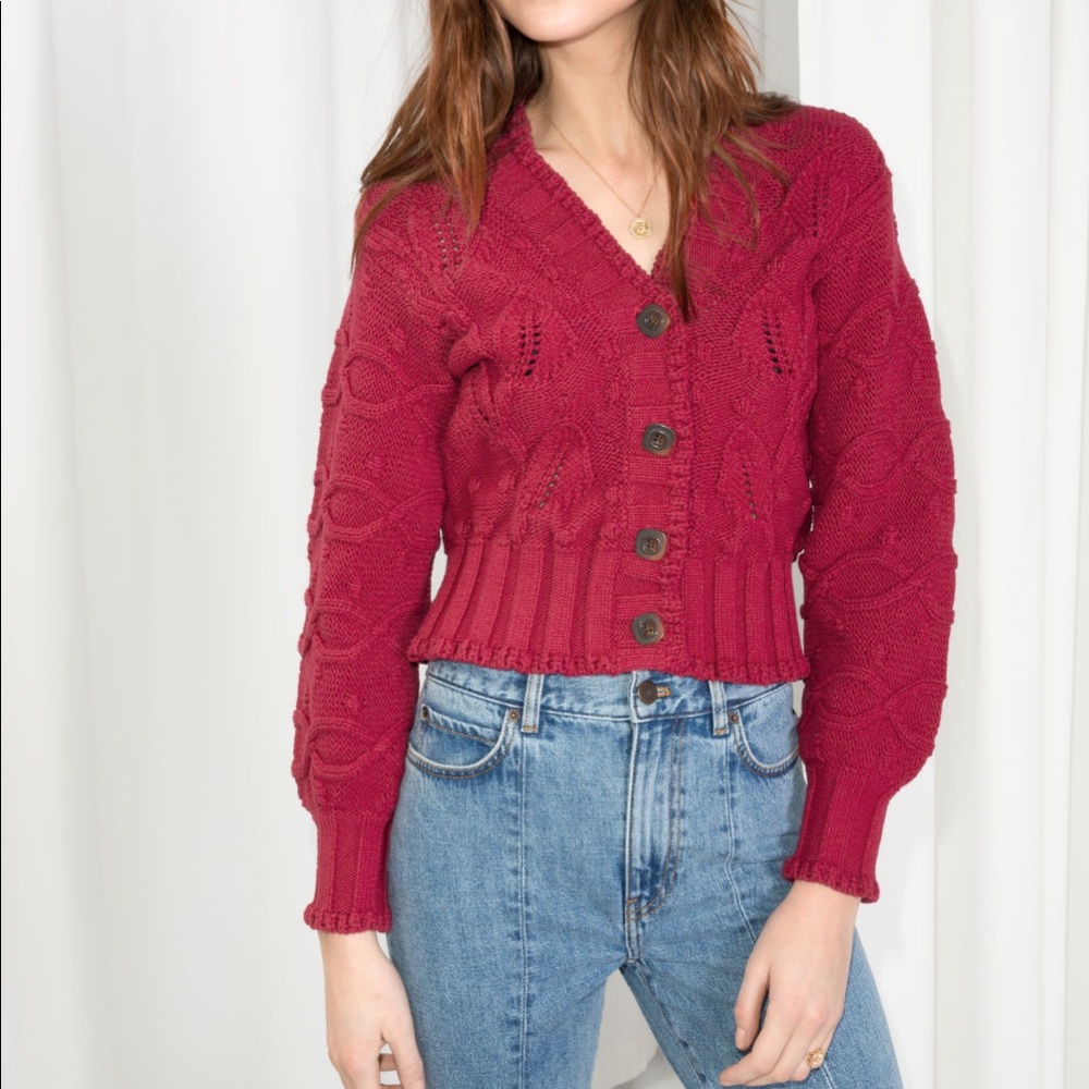 Stories Black Chunky Knit Cardigan